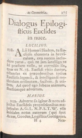 Dialogus Epilogisticus Euclides in nuce.