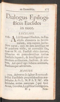 Dialogus Epilogisticus Euclides in nuce.