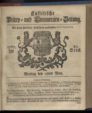 20. Stueck, Montag den 18ten May 1767