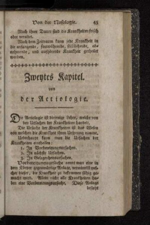 Zweytes Kapitel. von der Aetiologie.