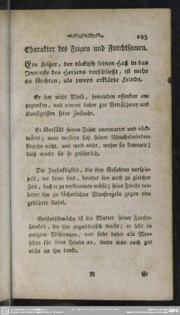 Charakter des Feigen und Furchtsamen