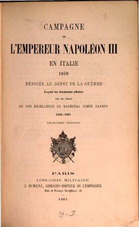 Campagne de l'empereur Napoléon III en Italie 1859