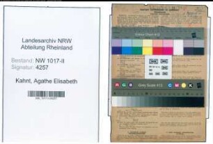 Entnazifizierung Agathe Elisabeth Kahnt , geb. 31.10.1913 (Studentin)