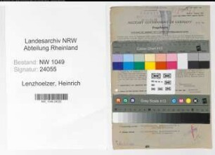 Entnazifizierung Heinrich Lenzhoelzer , geb. 08.12.1890 (Kaufmaennischer Angestellter)