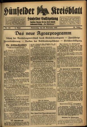 Zweite Ausgabe vom Donnerstag, den 29. September 1932.
