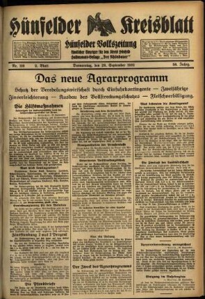 Zweite Ausgabe vom Donnerstag, den 29. September 1932.
