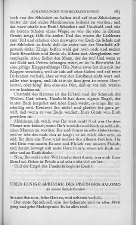 Über einige Sprüche des Prediger Salomo