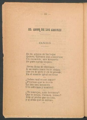 El amor de los amores : Canción