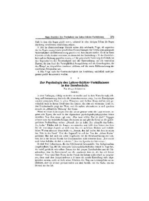 Zur Psychologie des Lehrer-Schüler-Verhältnisses in der Berufsschule : (Schluß)