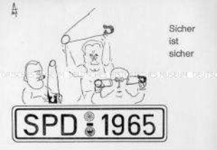 Postkarte der SPD zu den Bundestagswahlen 1965