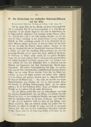 61. Die Verbreitung der wichtigsten Nahrungs-Pflanzen auf der Erde.