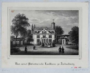 Landhaus und Garten des russischen Fürsten Nikolaus Abramowitsch Putjatin (1749-1830) in Kleinzschachwitz bei Dresden (Baujahr 1798, heute Putjatinstraße 26), Variante des Blattes aus Saxonia