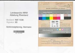 Entnazifizierung Hermann Schimmelpfennig , geb. 30.09.1889 (Steiger)
