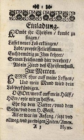 Officium, Oder Kleine Tag-Zeiten, Zu dem Glorwürdigen Heiligen Martyrer Felicissimo. Dessen H. Leib in der Engeländischen Freylen Hauß-Capellen zu München anjetzo ruhet