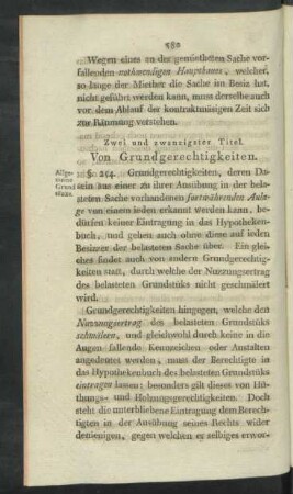 Zwei und zwanzigster Titel. Von Grundgerechtigkeiten
