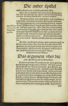Das argument uber die erste Epistel Pauli tzu Timotheo.