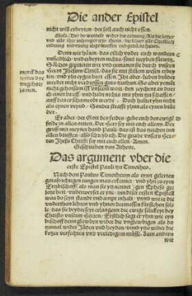 Das argument uber die erste Epistel Pauli tzu Timotheo.