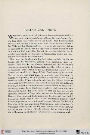 I. Gestalt und Umriss