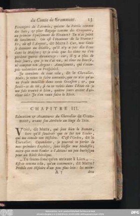 Chapitre III. Education & Avantures du Chevalier de Grammont, avant son Arrivée au Siege de Trin.