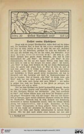 Tolstoi contra Shakespere