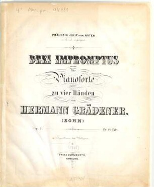 3 Impromptus : für Pianoforte zu 4 Hdn. ; op. 2. 1. 13 S.