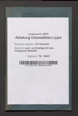 Erblasser: Tönsfeuerborn gt. Meyer, Agnes, geb. Brüggemann: Testament