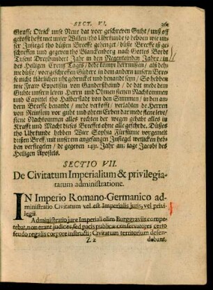 Sectio VII. De Civitatum Imperialium & privilegiatarum administratione