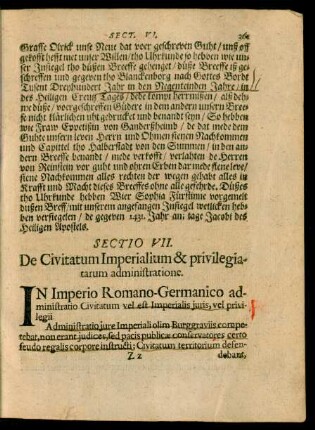 Sectio VII. De Civitatum Imperialium & privilegiatarum administratione