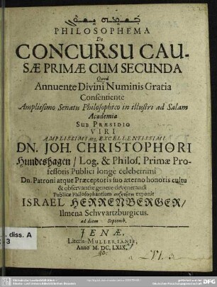 Philosophema de concursu causae primae cum secunda