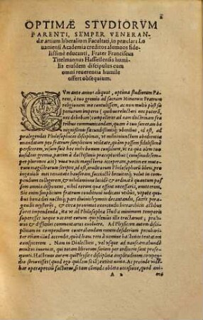 Francisci Titelmanni Hassellensis Natvralis philosophiae Compendivm, Sive De Consideratione rerum Naturalium Libri xii