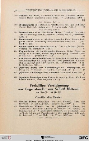 Gemälde alter Meister. (Nr. 199-207)