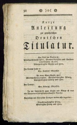 Kurze Anleitung zur gewöhnlichen Deutschen Titulatur