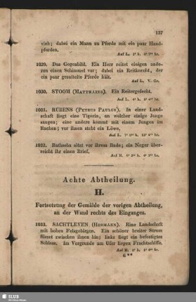 Achte Abtheilung. H. Fortsetzung der Gemälde der vorigen Abtheilung, an der Wand rechts des Einganges