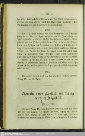 Chemnitz unter Kurfürst und König Friedrich August II.
