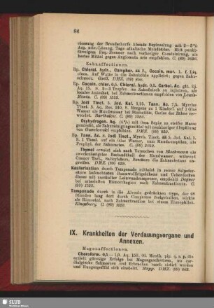 IX. Krankheiten der Verdauungsorgane und Annexen