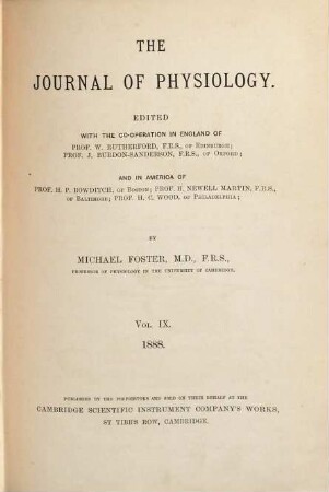 The journal of physiology. 9. 1888