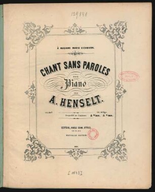 Chant sans paroles pour piano op. 33a