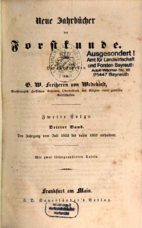 Neue Jahrbücher der Forstkunde. 3. 1852/53 (1853)