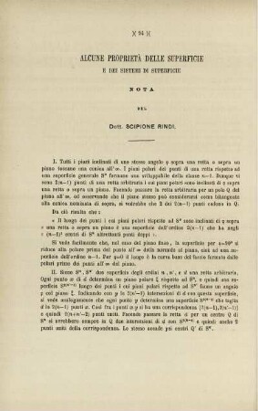 Alcune proprietà delle superficie e dei sistemi di superficie.