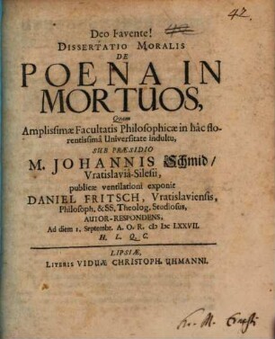 Diss. mor. de poena in mortuos