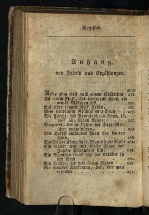 Anhang von Fabeln und Erzaehlungen
