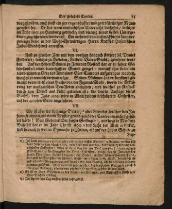 VII. Wo ist aber wol derjenige Doctor, oder Licentiat, welcher von Johann Kuhnau ... nichts gehöret hätte?