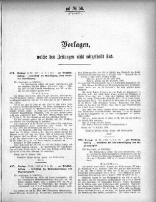 Anlage: ad No.56. (674-677.), Vorlagen, welche den Zeitungen nicht mitgeteilt sind