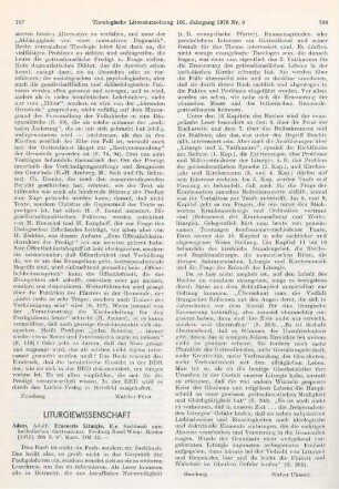 707-708 [Rezension] Adam, Adolf, Erneuerte Liturgie