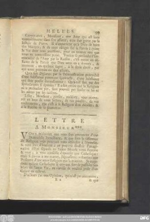 Lettre A Monsieur ***: