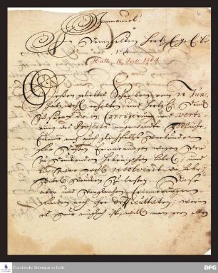 Brief von August Hermann Francke an Gottfried Vockerodt.
