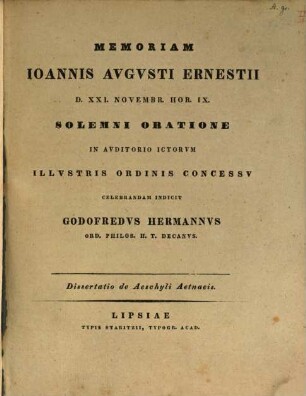 Dissertatio de Aeschyli Aetnaeis