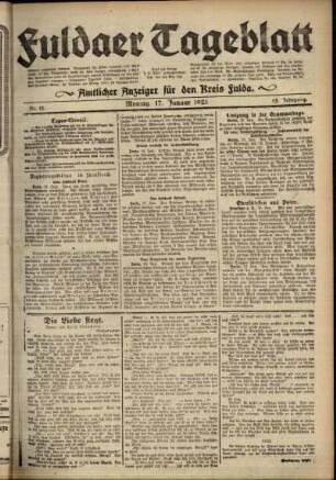 Ausgabe vom Montag, den 17. Januar 1921.