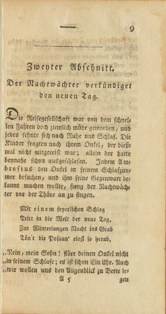 Zweyter Abschnitt. Der Nachtwächter verkündiget den neuen Tag