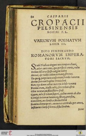 Liber III: Divo Ferdinando romanorvm imperatori sacrvm